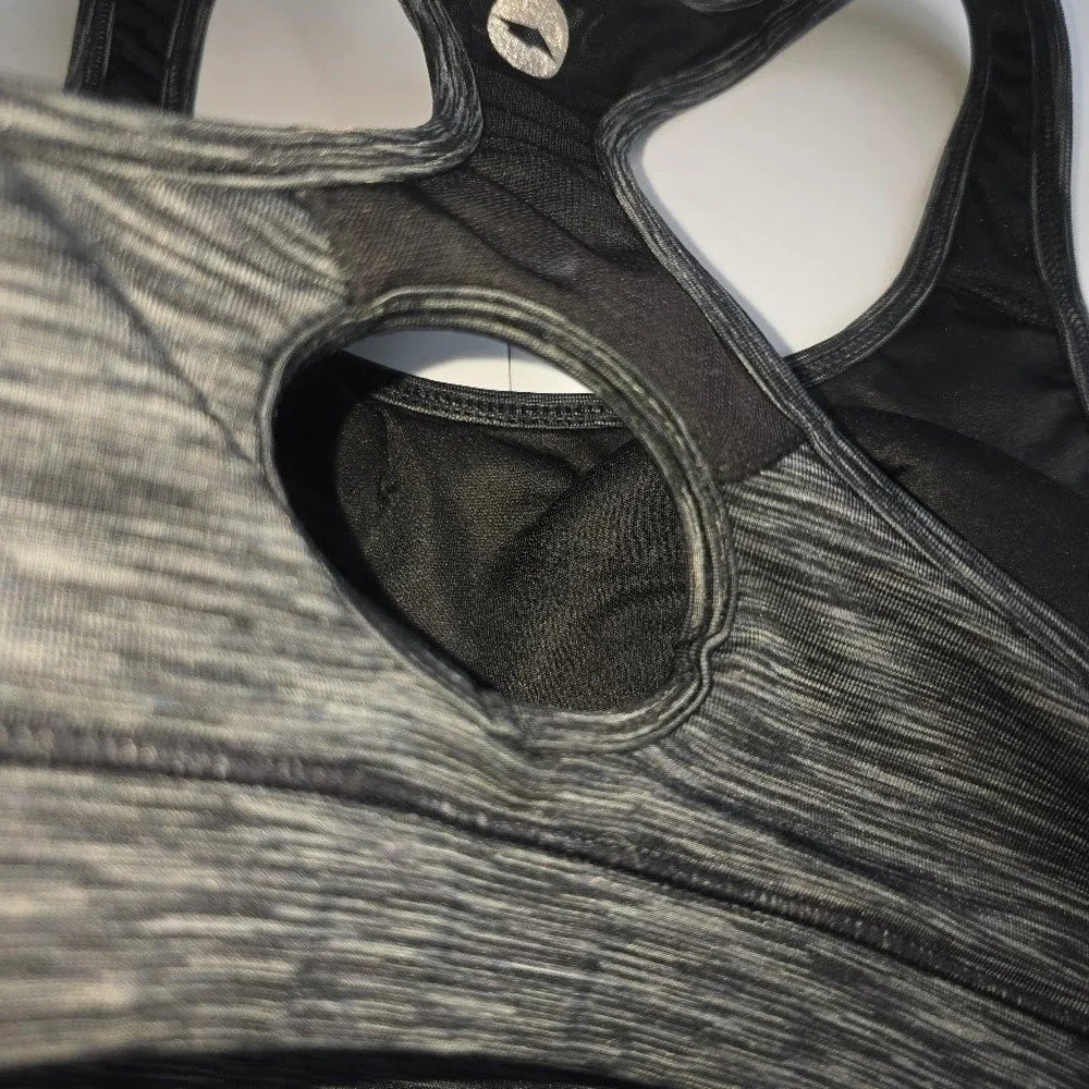 Avia Sports Bra Women S‎ Gray Space Dye Racerback Workout Gym Activewear Sporty